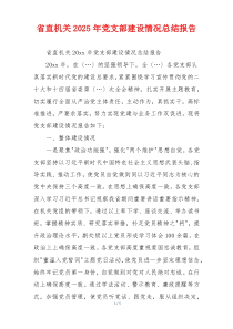 省直机关2025年党支部建设情况总结报告
