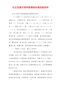 社区党建引领网格精细治理经验材料