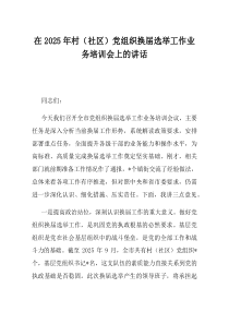在2025年村社区党组织换届选举工作业务培训会上的讲话
