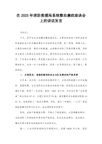 在2025年消防救援局系统整治廉政座谈会上的讲话发言