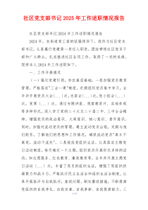 社区党支部书记2025年工作述职情况报告