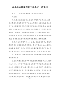 在县生态环境保护工作会议上的讲话