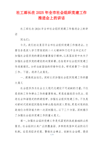 社工部长在2025年全市社会组织党建工作推进会上的讲话