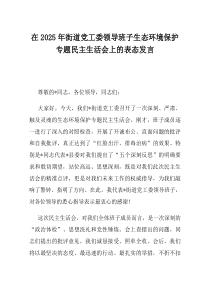 在2025年街道党工委领导班子生态环境保护专题民主生活会上的表态发言
