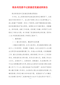 税务局党委书记抓基层党建述职报告