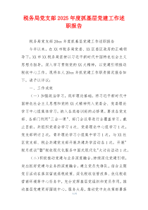税务局党支部2025年度抓基层党建工作述职报告