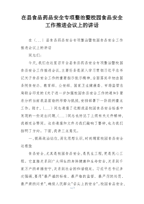 在县食品药品安全专项整治暨校园食品安全工作推进会议上的讲话