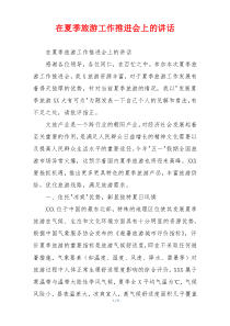 在夏季旅游工作推进会上的讲话