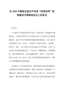 在2025年集团全面从严治党四责协同机制建设中期推进会议上的讲话