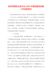 经济发展党支部书记2025年度抓基层党建工作述职报告
