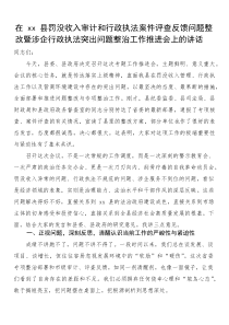 在XX县罚没收入审计和行政执法案件评查反馈问题整改暨涉企行政执法突出问题整治工作推进会上的讲话