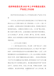 经济和信息化局2025年上半年推进全面从严治党工作总结