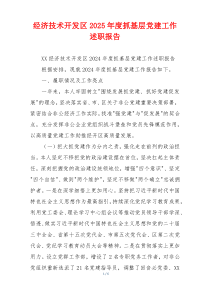 经济技术开发区2025年度抓基层党建工作述职报告