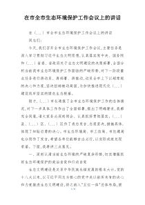 在市全市生态环境保护工作会议上的讲话