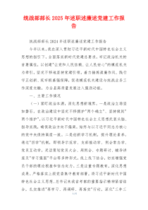 统战部部长2025年述职述廉述党建工作报告