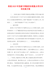 街道2025年党建引领基层治理重点项目具体实施方案