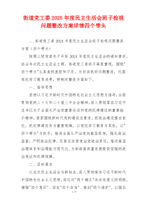 街道党工委2025年度民主生活会班子检视问题整改方案详情四个带头
