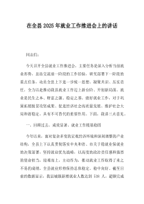 在全县2025年就业工作推进会上的讲话