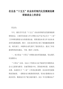 在全县十五五农业农村现代化发展规划调研座谈会上的讲话