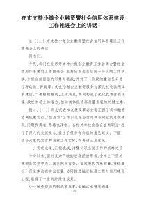 在市支持小微企业融资暨社会信用体系建设工作推进会上的讲话