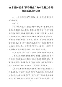 在市新兴领域“两个覆盖”集中攻坚工作调度推进会上的讲话