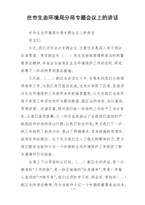在市生态环境局分局专题会议上的讲话
