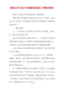 邮政公司2025年度基层党建工作整改报告
