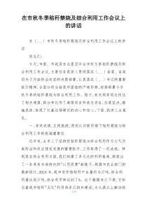 在市秋冬季秸秆禁烧及综合利用工作会议上的讲话