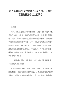 在全镇2025年度村集体三资突出问题专项整治推进会议上的讲话