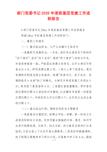 部门党委书记2025年度抓基层党建工作述职报告