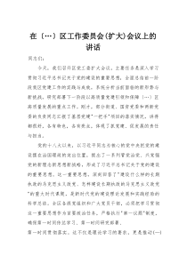 在区工作委员会(扩大)会议上的讲话