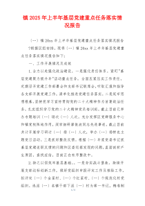 镇2025年上半年基层党建重点任务落实情况报告