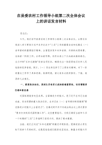 在县委农村工作领导小组第二次全体会议上的讲话发言材料