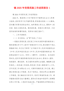 镇2025年党管武装工作述职报告1