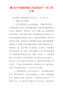 镇2025年基层党建工作总结及下一步工作计划
