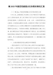 镇2025年基层党建重点任务落实情况汇报