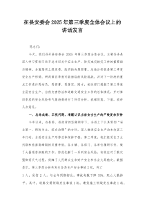在县安委会2025年第三季度全体会议上的讲话发言