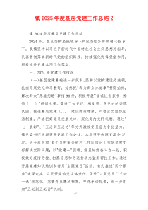 镇2025年度基层党建工作总结2