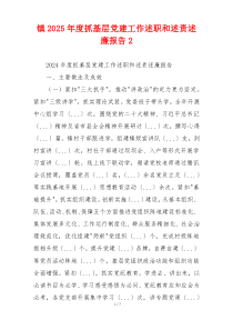 镇2025年度抓基层党建工作述职和述责述廉报告2