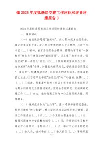 镇2025年度抓基层党建工作述职和述责述廉报告3