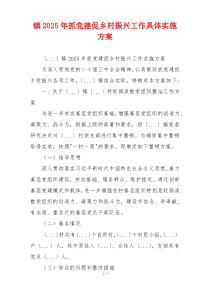 镇2025年抓党建促乡村振兴工作具体实施方案