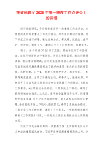 在省民政厅2025年第一季度工作点评会上的讲话
