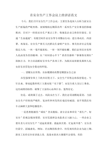 在安全生产工作会议上的讲话范文