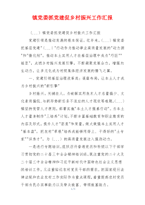 镇党委抓党建促乡村振兴工作汇报