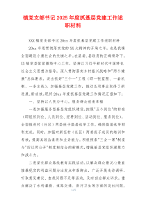 镇党支部书记2025年度抓基层党建工作述职材料