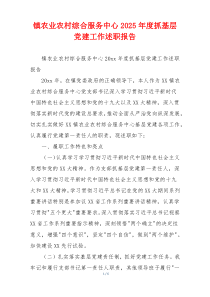 镇农业农村综合服务中心2025年度抓基层党建工作述职报告