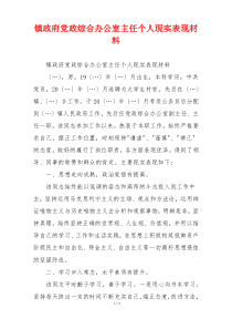 镇政府党政综合办公室主任个人现实表现材料