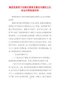 集团党委班子巡察反馈意见整改专题民主生活会对照检查材料