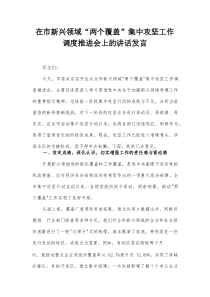 在市新兴领域“两个覆盖”集中攻坚工作调度推进会上的讲话发言