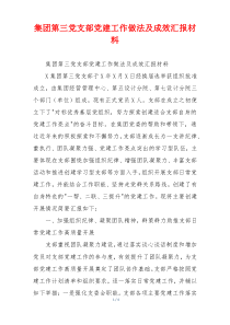 集团第三党支部党建工作做法及成效汇报材料
